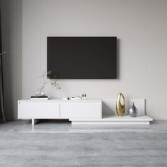 Modern Walnut & Gray Extendable TV Stand With Drawers