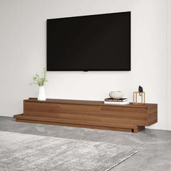 Modern Walnut & Gray Extendable TV Stand With Drawers