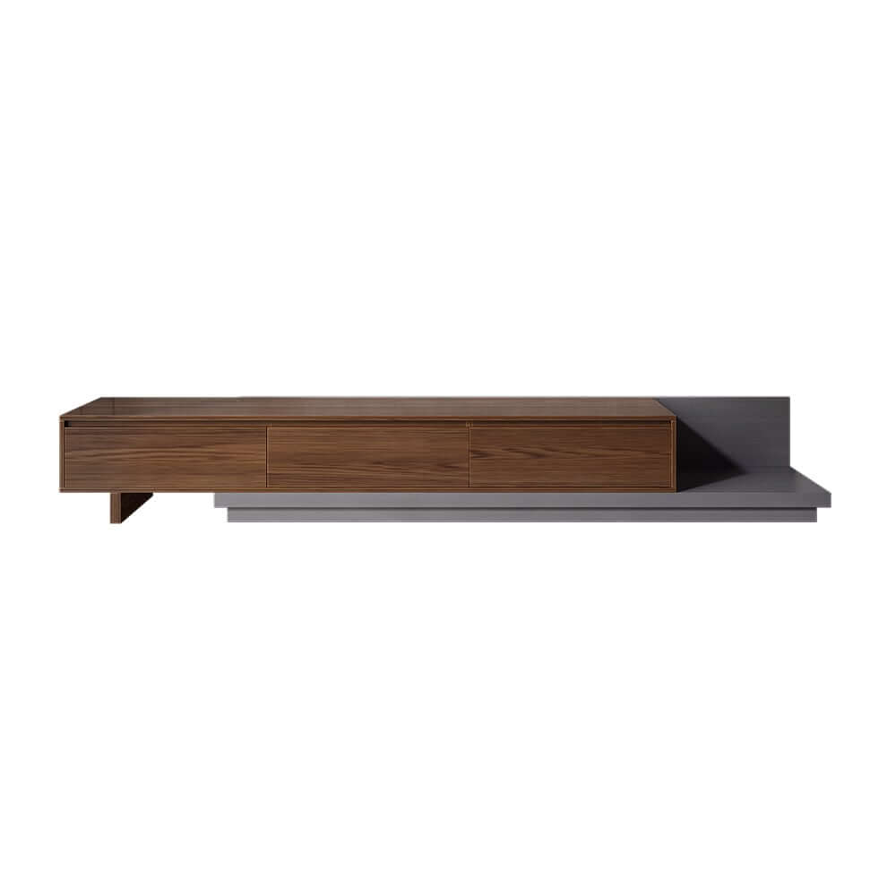 Modern Walnut & Gray Extendable TV Stand With Drawers