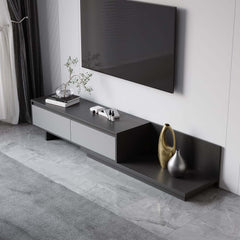 Modern Walnut & Gray Extendable TV Stand With Drawers