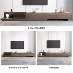 Modern Walnut & Gray Extendable TV Stand With Drawers