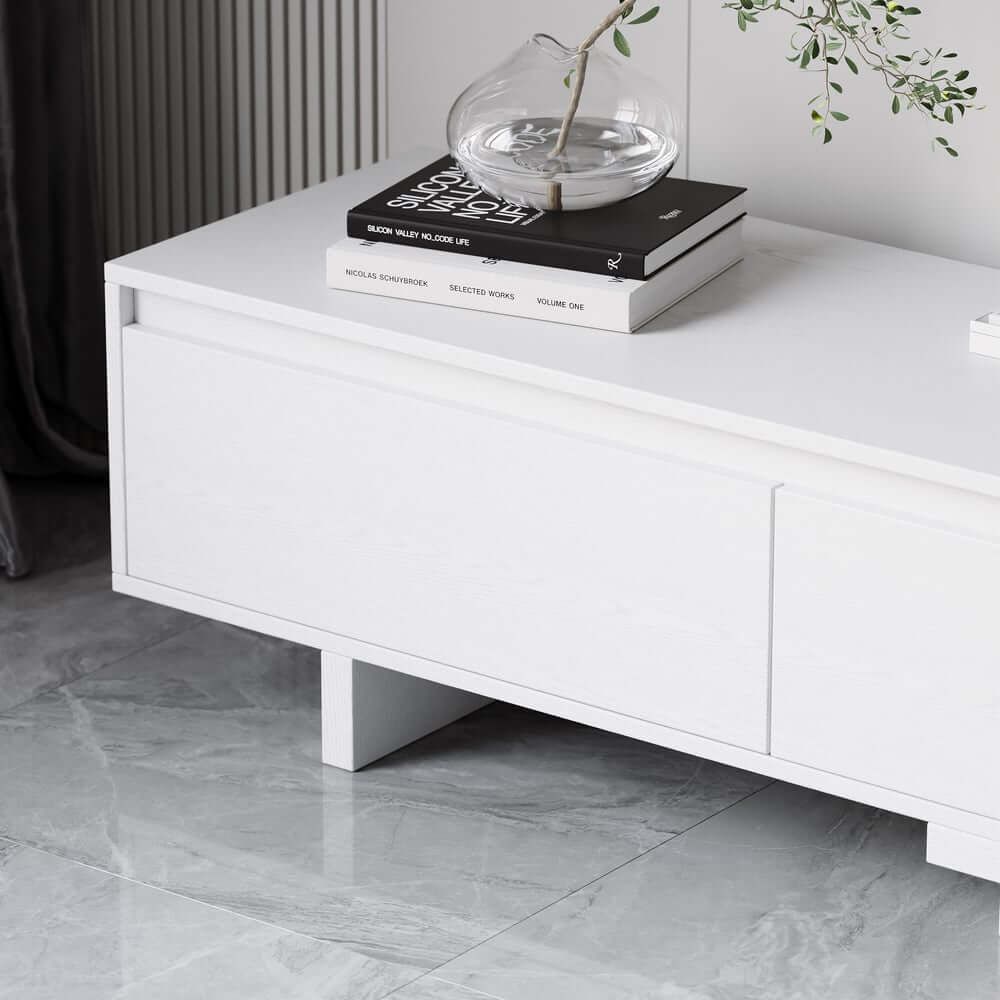 Modern Walnut & Gray Extendable TV Stand With Drawers