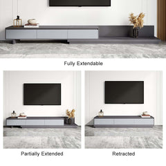 Modern Walnut & Gray Extendable TV Stand With Drawers