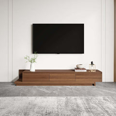 Modern Walnut & Gray Extendable TV Stand With Drawers