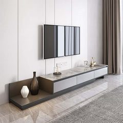 Modern Walnut & Gray Extendable TV Stand With Drawers