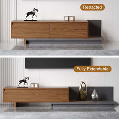 Modern Walnut & Gray Extendable TV Stand With Drawers
