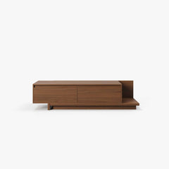 Modern Walnut & Gray Extendable TV Stand With Drawers