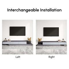 Modern Walnut & Gray Extendable TV Stand With Drawers