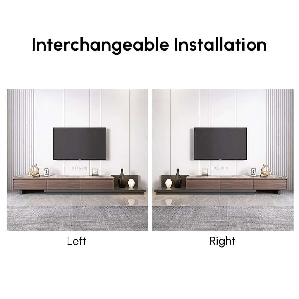 Modern Walnut & Gray Extendable TV Stand With Drawers