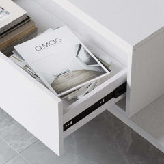 Modern Walnut & Gray Extendable TV Stand With Drawers