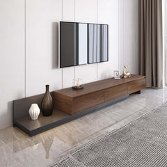 Modern Walnut & Gray Extendable TV Stand With Drawers