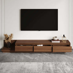 Modern Walnut & Gray Extendable TV Stand With Drawers