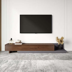 Modern Walnut & Gray Extendable TV Stand With Drawers