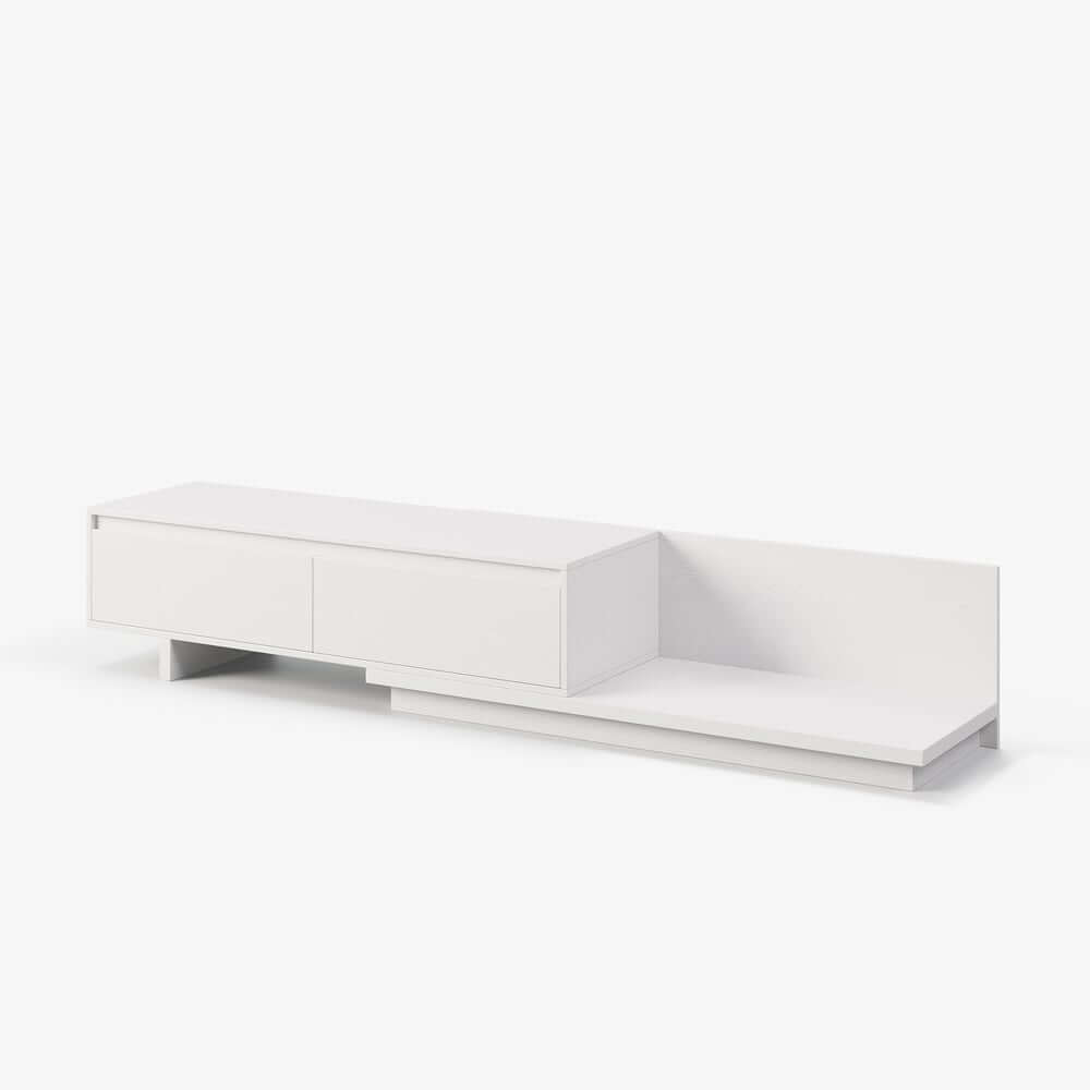 Modern Walnut & Gray Extendable TV Stand With Drawers