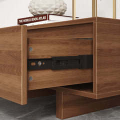 Modern Walnut & Gray Extendable TV Stand With Drawers