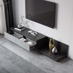 Modern Walnut & Gray Extendable TV Stand With Drawers