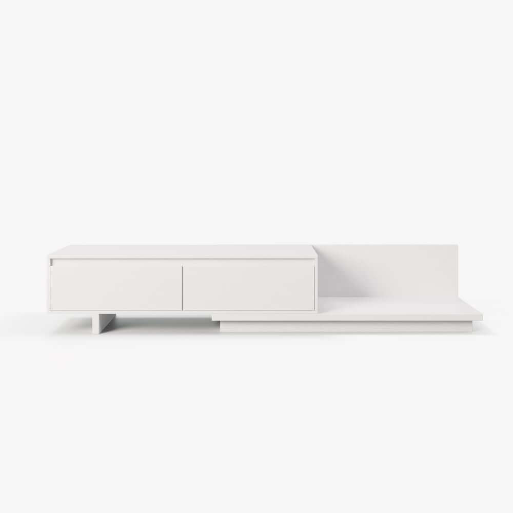 Modern Walnut & Gray Extendable TV Stand With Drawers