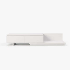 Modern Walnut & Gray Extendable TV Stand With Drawers