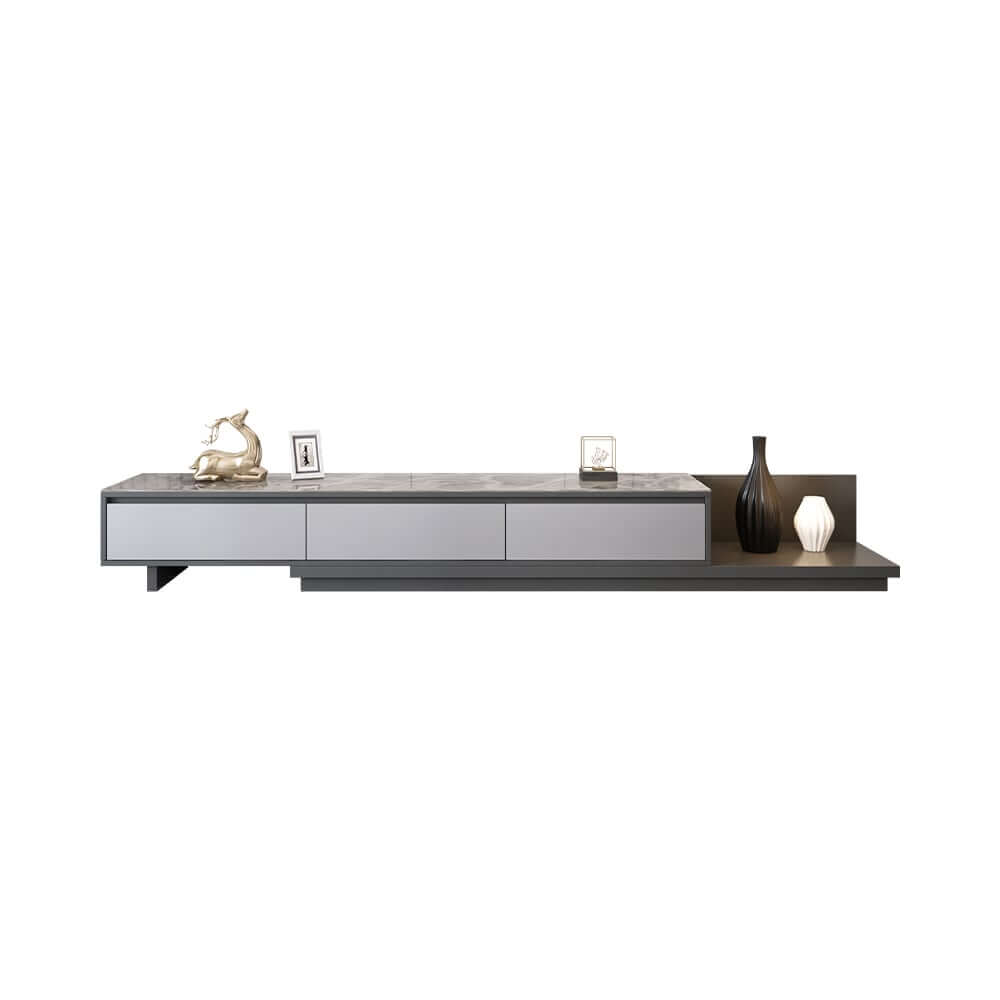 Modern Walnut & Gray Extendable TV Stand With Drawers