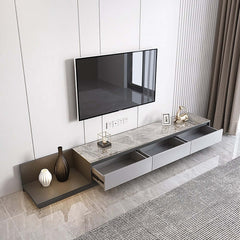 Modern Walnut & Gray Extendable TV Stand With Drawers