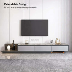 Modern Walnut & Gray Extendable TV Stand With Drawers