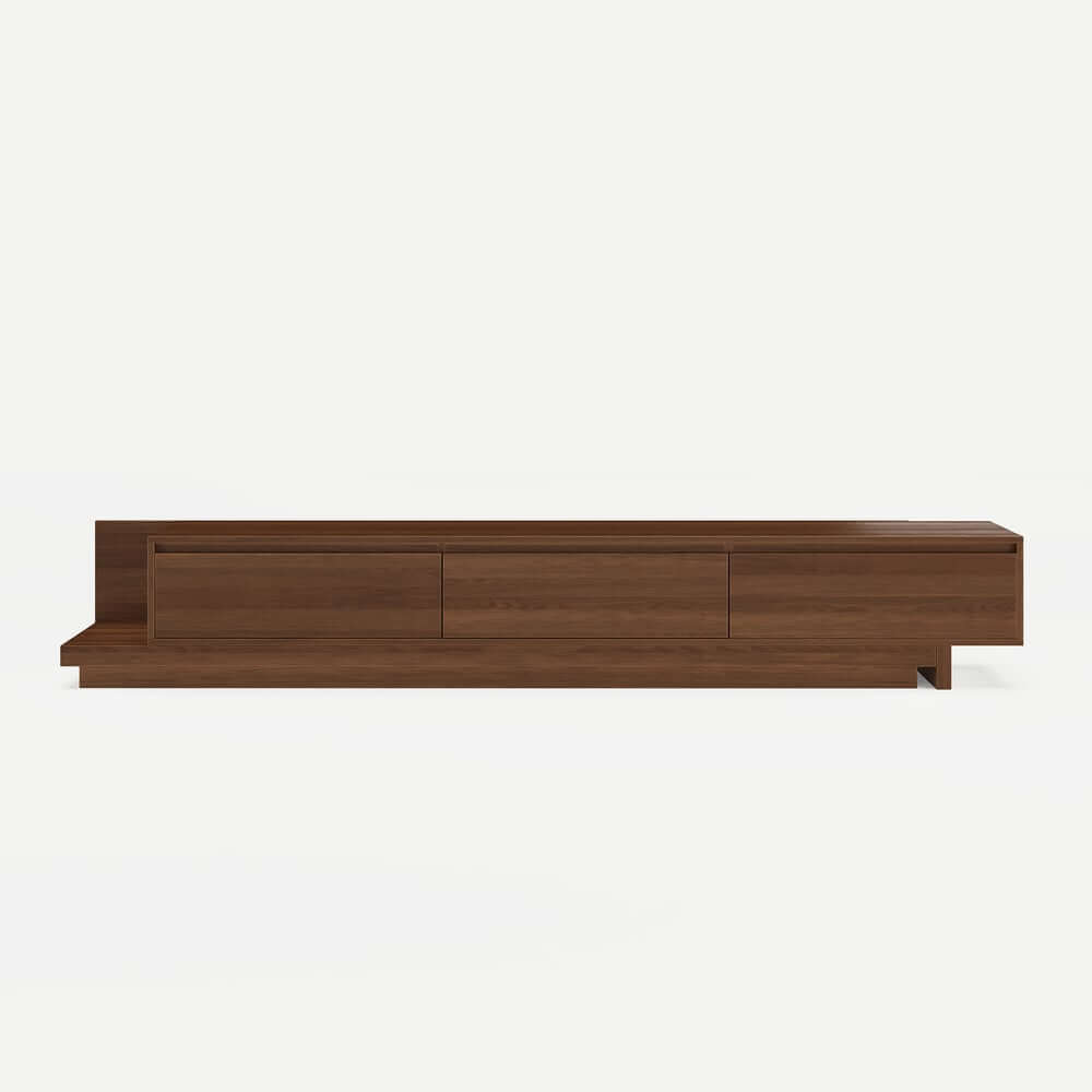 Modern Walnut & Gray Extendable TV Stand With Drawers