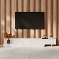 Modern Walnut & Gray Extendable TV Stand With Drawers