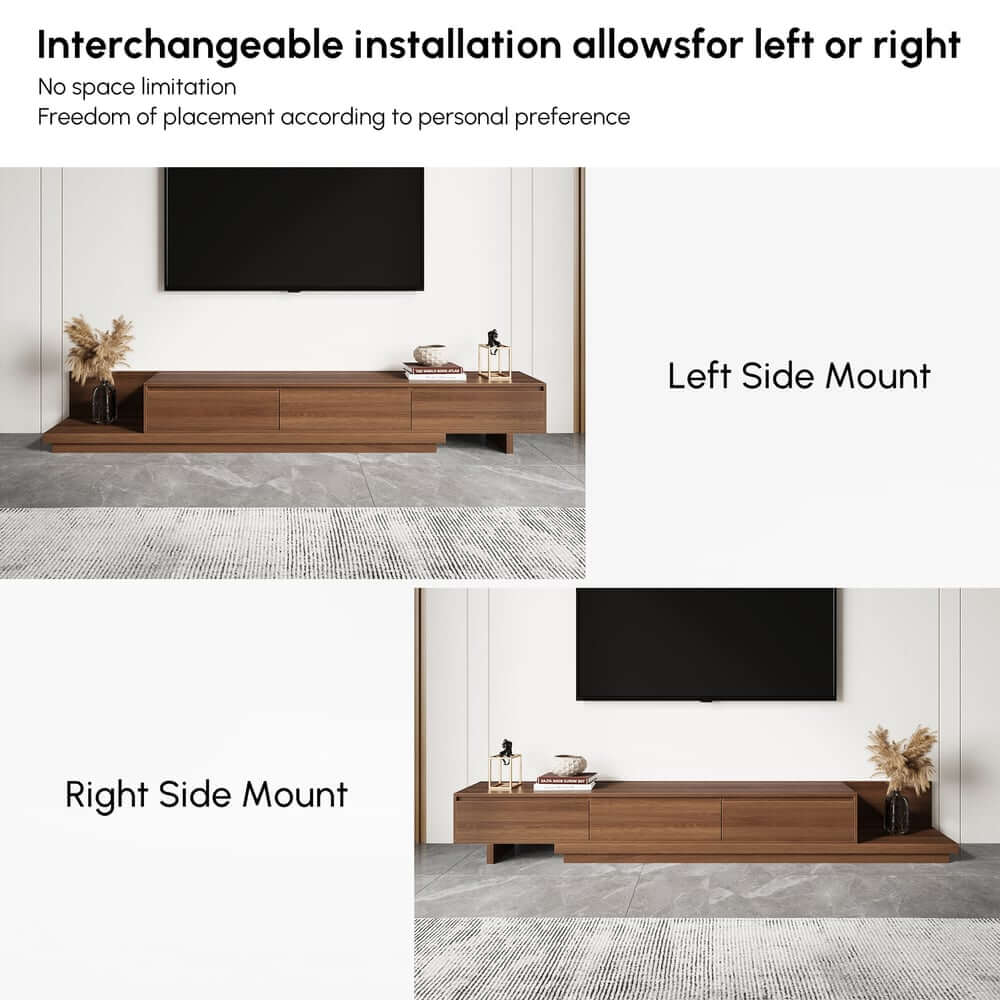 Modern Walnut & Gray Extendable TV Stand With Drawers