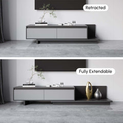 Modern Walnut & Gray Extendable TV Stand With Drawers