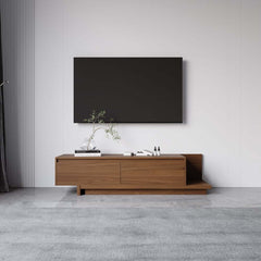 Modern Walnut & Gray Extendable TV Stand With Drawers