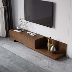 Modern Walnut & Gray Extendable TV Stand With Drawers