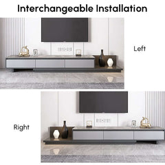 Modern Walnut & Gray Extendable TV Stand With Drawers