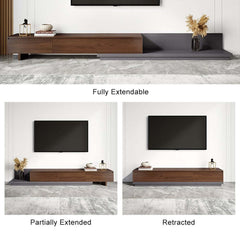 Modern Walnut & Gray Extendable TV Stand With Drawers