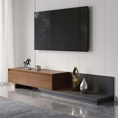 Modern Walnut & Gray Extendable TV Stand With Drawers
