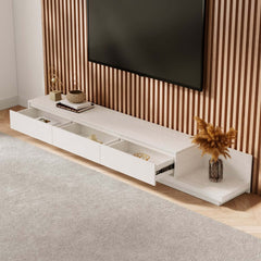 Modern Walnut & Gray Extendable TV Stand With Drawers