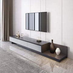 Modern Walnut & Gray Extendable TV Stand With Drawers