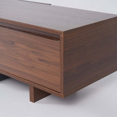 Modern Walnut & Gray Extendable TV Stand With Drawers