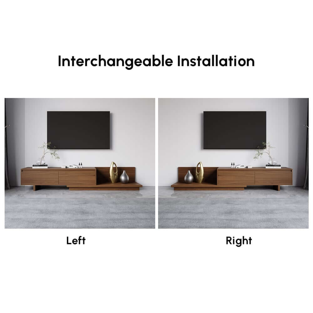 Modern Walnut & Gray Extendable TV Stand With Drawers