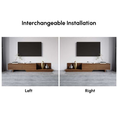 Modern Walnut & Gray Extendable TV Stand With Drawers