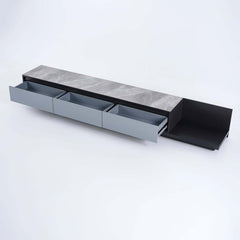 Modern Walnut & Gray Extendable TV Stand With Drawers