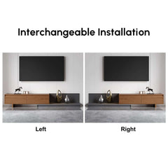 Modern Walnut & Gray Extendable TV Stand With Drawers