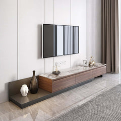 Modern Walnut & Gray Extendable TV Stand With Drawers