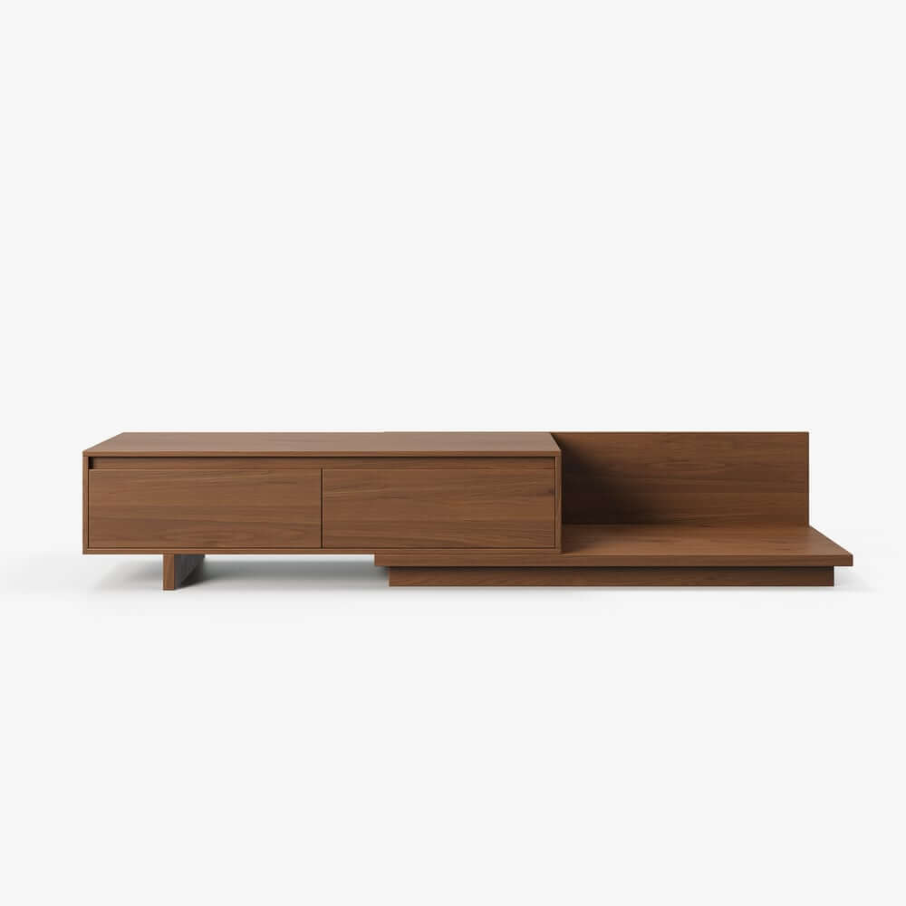 Modern Walnut & Gray Extendable TV Stand With Drawers