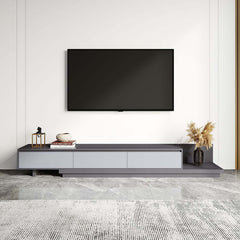 Modern Walnut & Gray Extendable TV Stand With Drawers