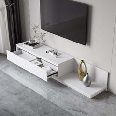 Modern Walnut & Gray Extendable TV Stand With Drawers