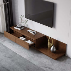 Modern Walnut & Gray Extendable TV Stand With Drawers