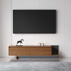 Modern Walnut & Gray Extendable TV Stand With Drawers