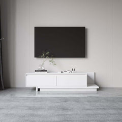 Modern Walnut & Gray Extendable TV Stand With Drawers