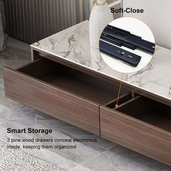 Modern Walnut & Gray Extendable TV Stand With Drawers
