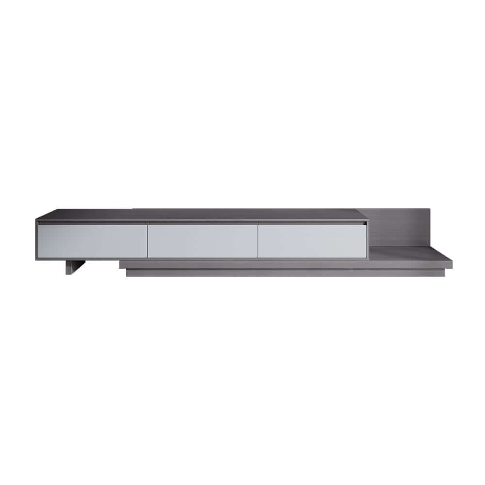 Modern Walnut & Gray Extendable TV Stand With Drawers